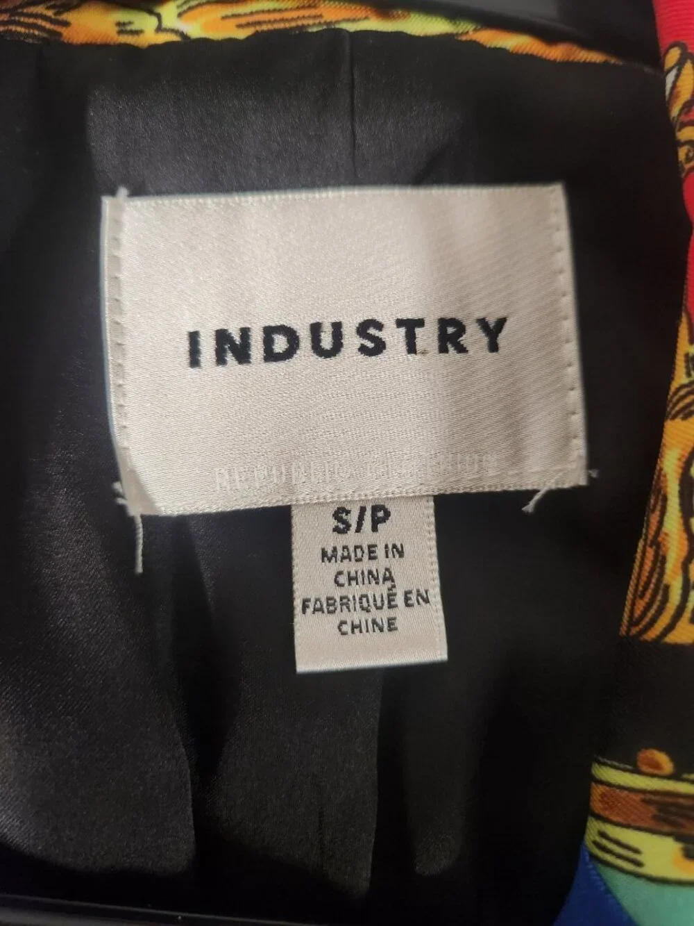 INDUSTRY Baroque Print Blazer S/P Colorful Statement Jacket Chain Print Bold - Picture 5 of 7